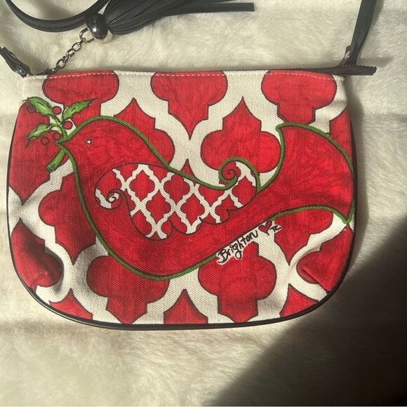 BRIGHTON RED BIRD CROSSBODY Love Dove Peace Bird Berry Msger Purse Tassle - Picture 5 of 12
